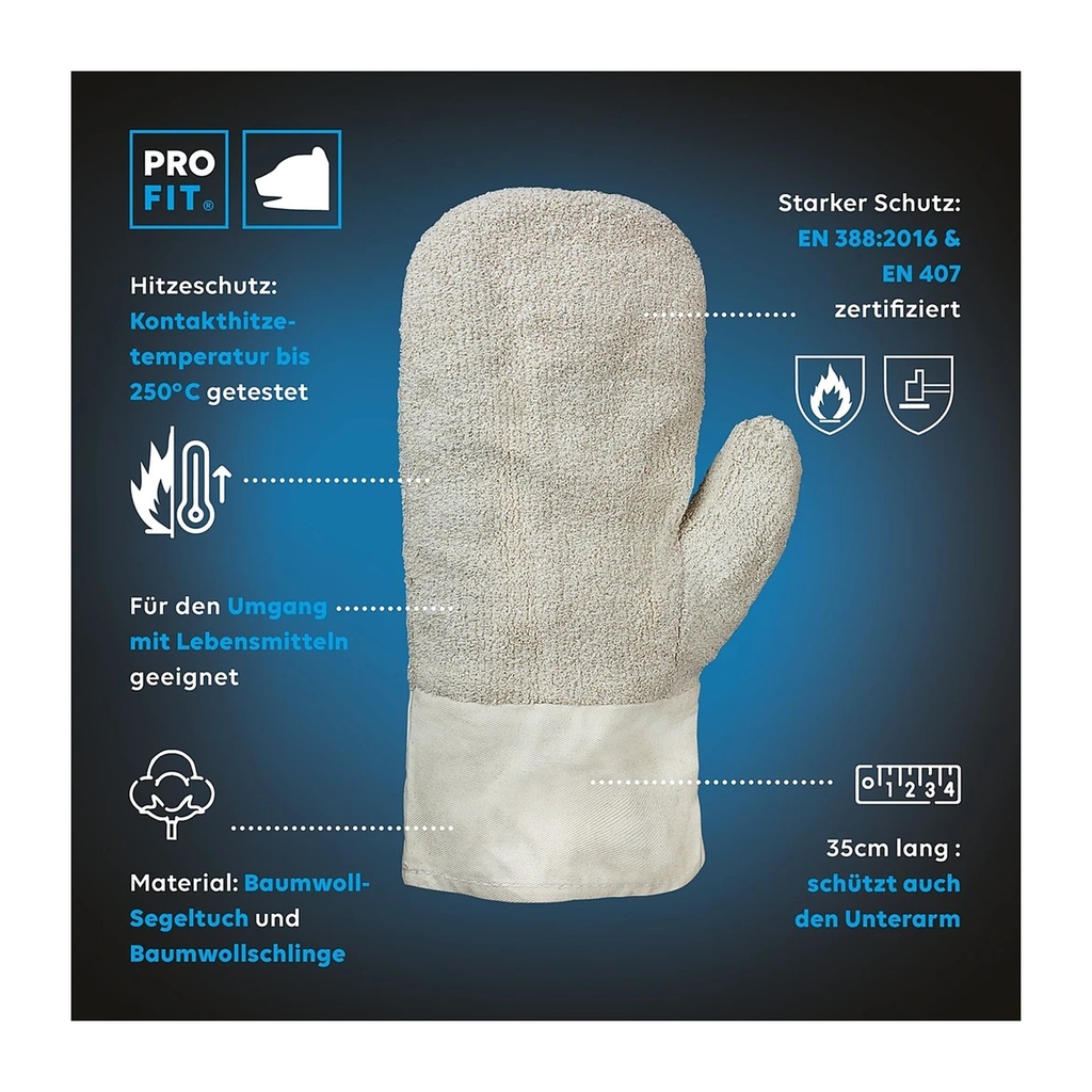 Hitzeschutzhandschuh, Baumwollschlinge, 30 cm Bild 1