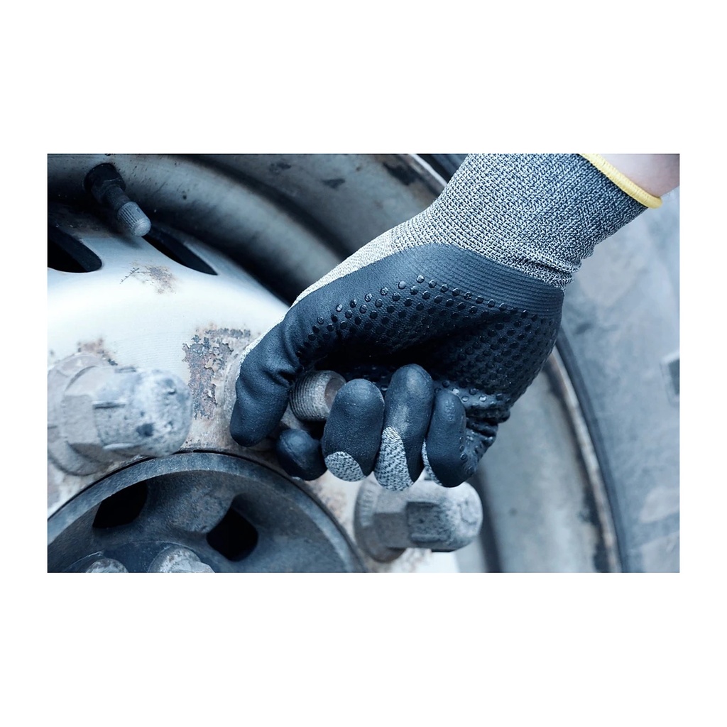 Nitril Handschuhe, Nitrilschaum, Noppen, grau/schwarz Bild 4