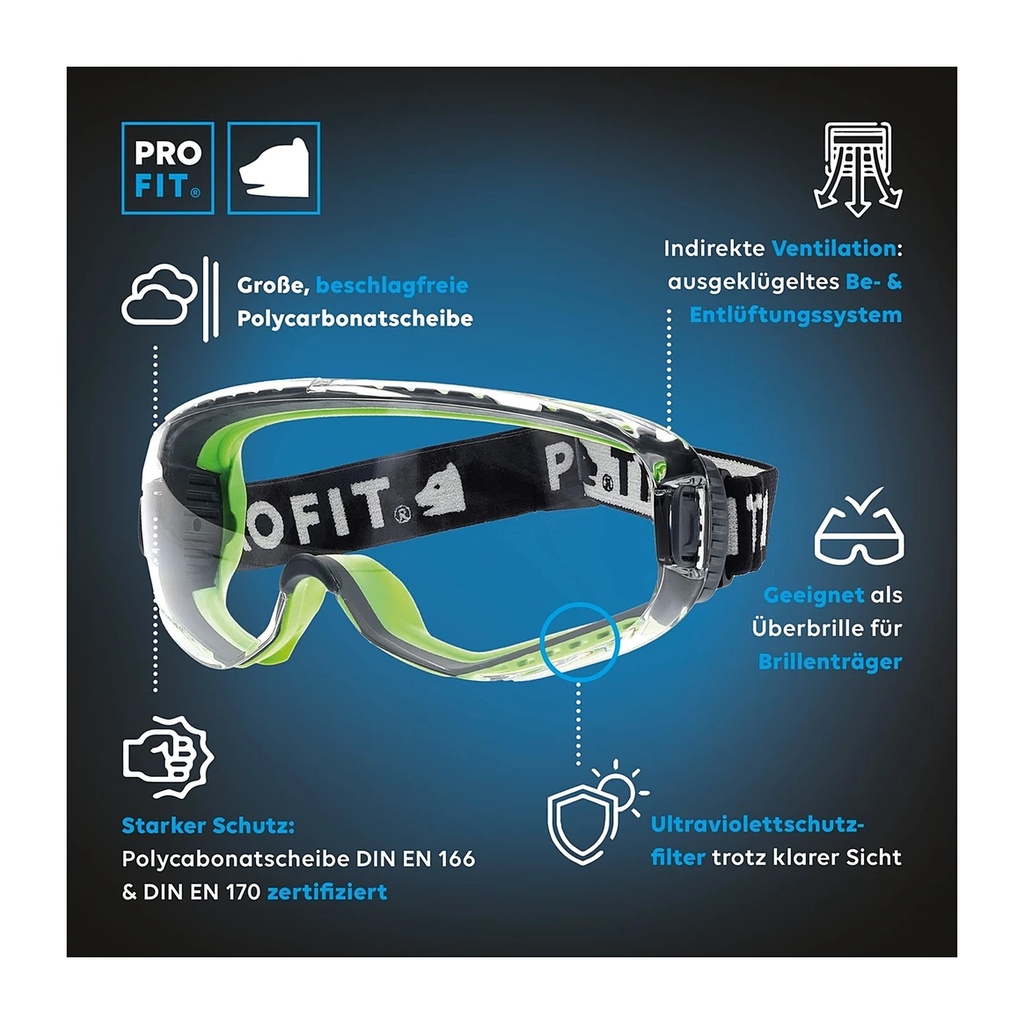 Vollsichtbrille T-Spex, klar, indirekt belüftet, beschlagfrei Bild 3