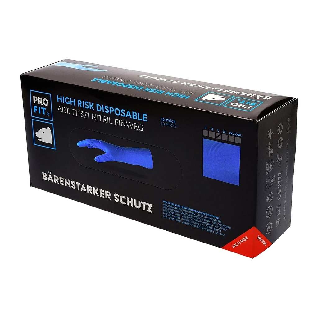 Nitril Einweghandschuhe, High Risk, 30 cm, blau, 50 St ve/box Bild 2