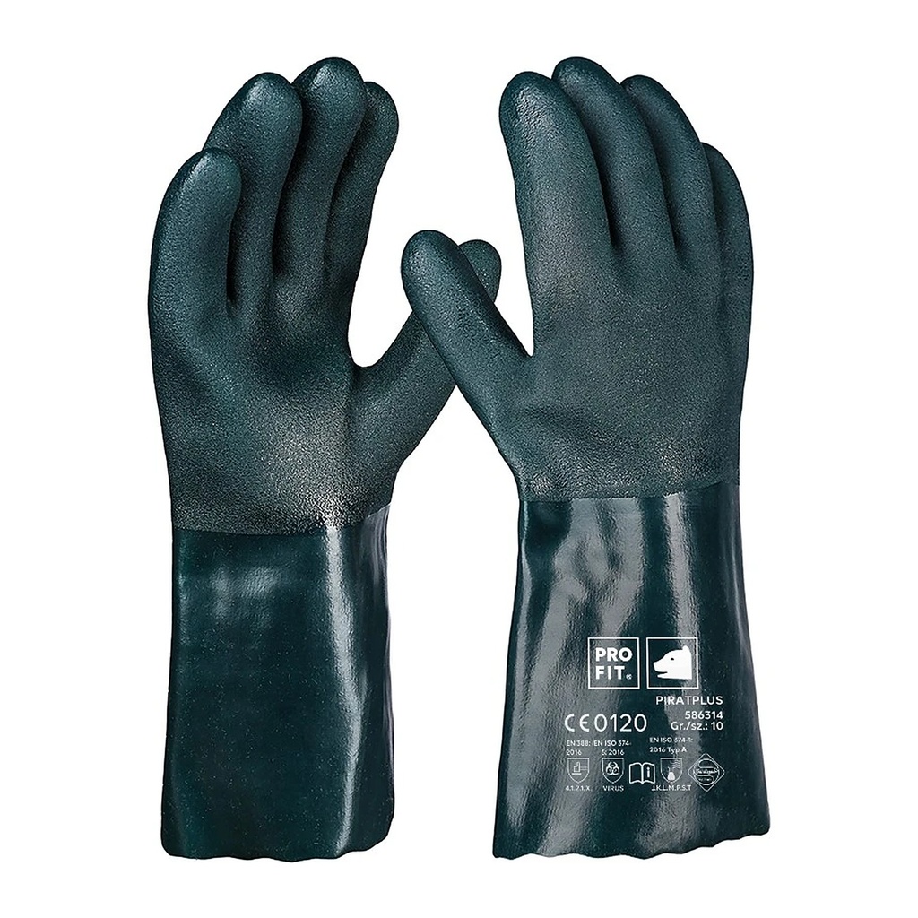 PVC Chemikalienschutzhandschuhe "Pirat", grün, 35 cm, geraut 10 Bild 1