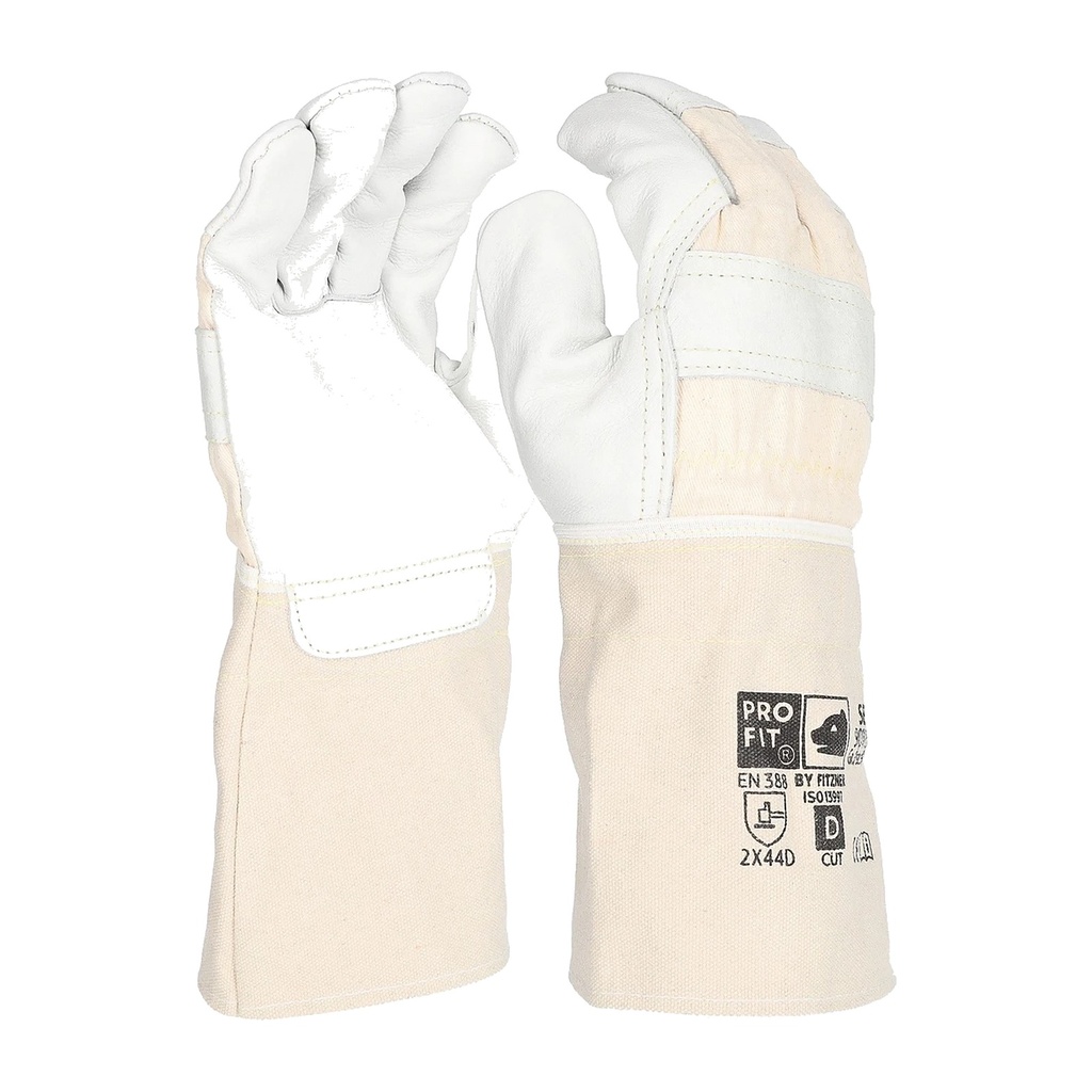 Rindvollleder Schnittschutzhandschuh, "See", Level D, 15cm Stulpe Bild 1