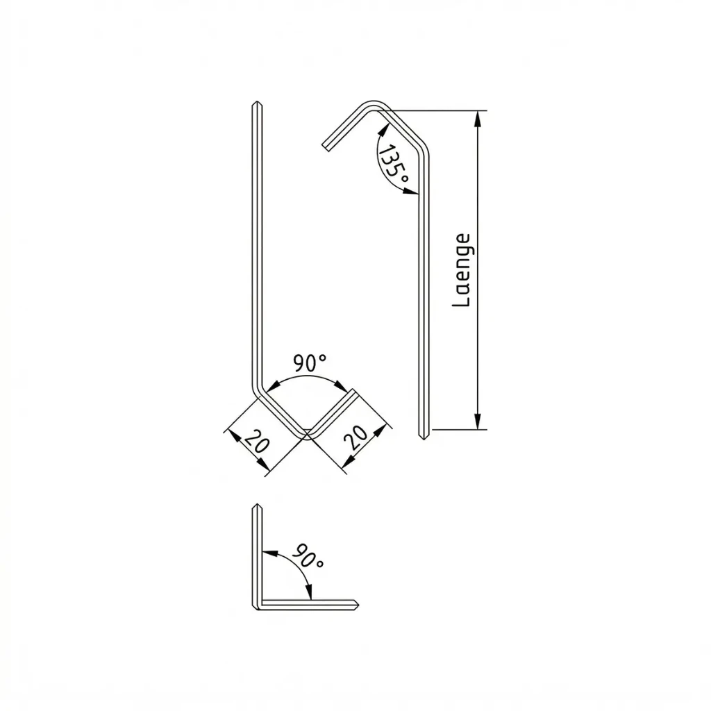 CE20/20 90° verdreht Standardhaken (1,5mm, 50mm)