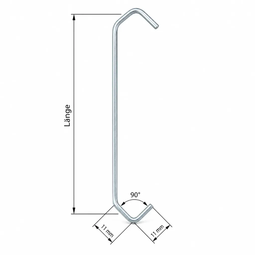 [CE11-90-1.5-50 | CE 11/11 50x1,5 90°] Eckiger Standardhaken 90° verdreht 11/11 (1,5mm, 50mm)