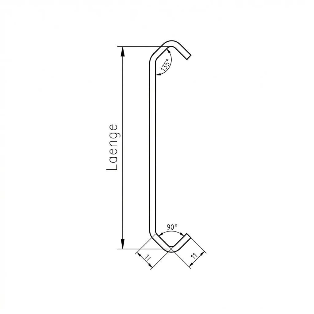 CE11/11-plan Standarthaken (1,5mm, 50mm)