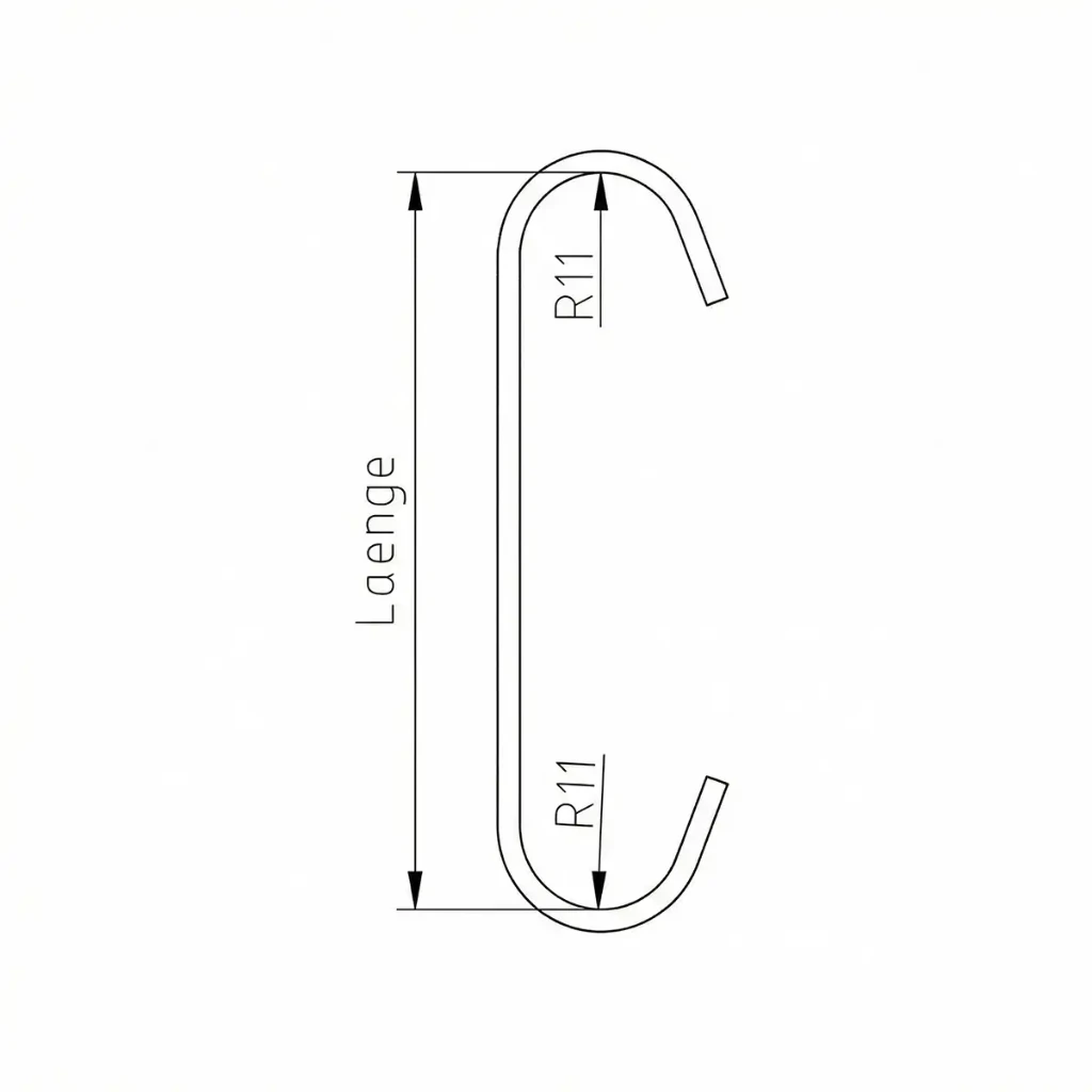 CRR11 planliegend Standardhaken (1,5mm, 50mm)