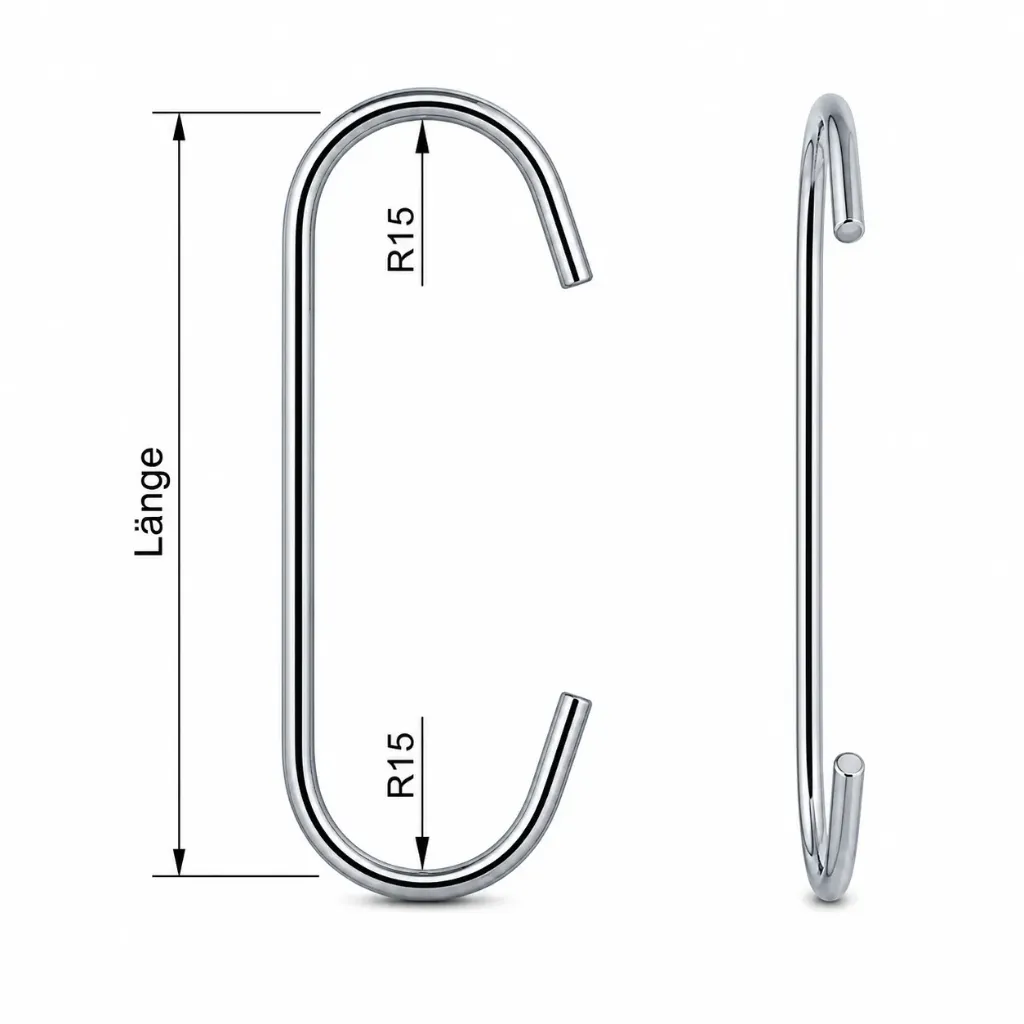 [CRR15P-10.0-100 | CRR15 100x10,0] Rundbogenhaken R15 – planliegend für stabile Werkstückauflage (100mm)
