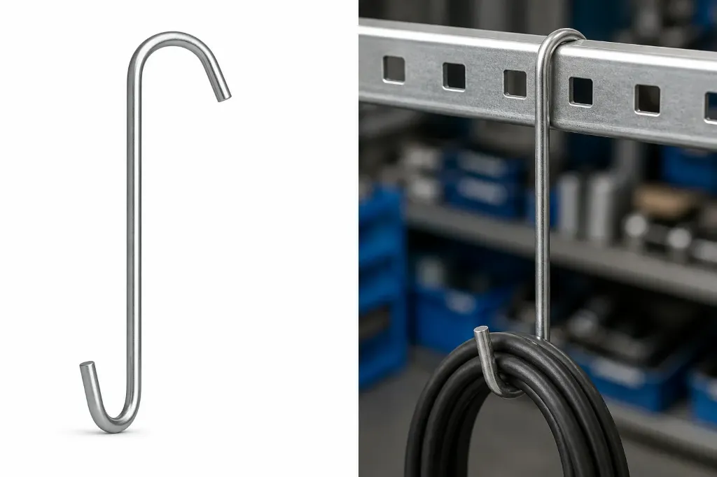 [SRR8-1.5-60 | SRR8 60x1,5] S-Rundbogenhaken R8 – zuverlässige Aufhängung für saubere Beschichtung (1,5mm, 60mm)
