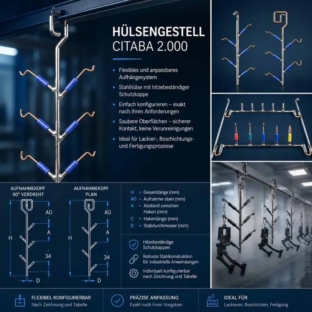 Hülsengestell für Lackier- und Beschichtungsprozesse