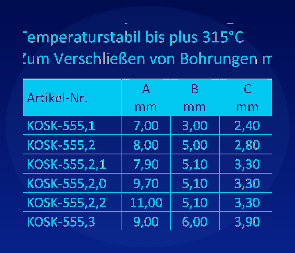 Konische Stopfen eckig/rund  KEST