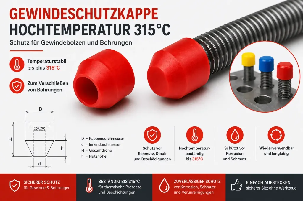 Hochtemperatur-Gewindeschutzkappe 315°C für Gewindebolzen und Bohrungen