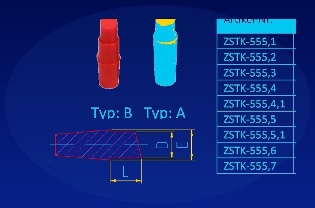 [DSTS-25022] Zylindrische Stopfen mit Kante (M2/3 2,50 7,60 3,50 A hellblau)