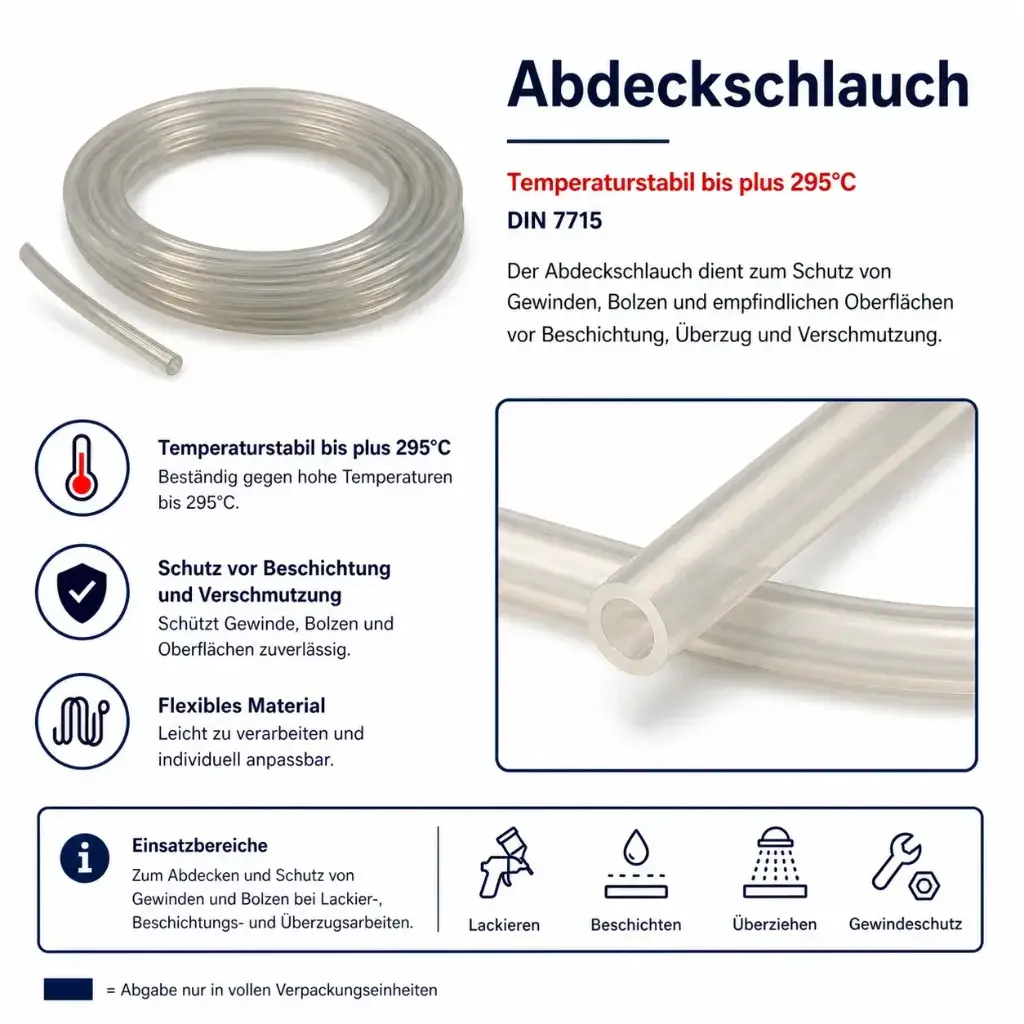 [ABSCH-110,9] Hitzebeständiger Abdeckschlauch bis 295 °C – flexibler Schutz für Gewinde, Bolzen und Bauteile (1mm, 1mm)
