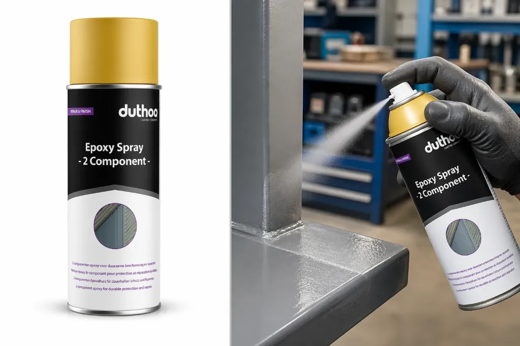 Duthoo 2K Epoxy Primer Spray 400 ml – Hochleistungs-Grundierung für Metalloberflächen (Beige/Schwarz)