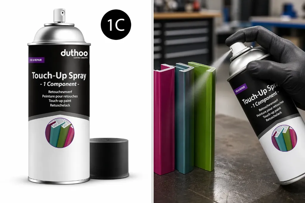 Duthoo 1K Retuschierfarbe Spray 400 ml – Pulverlack Ausbesserungsspray für beschichtete Oberflächen