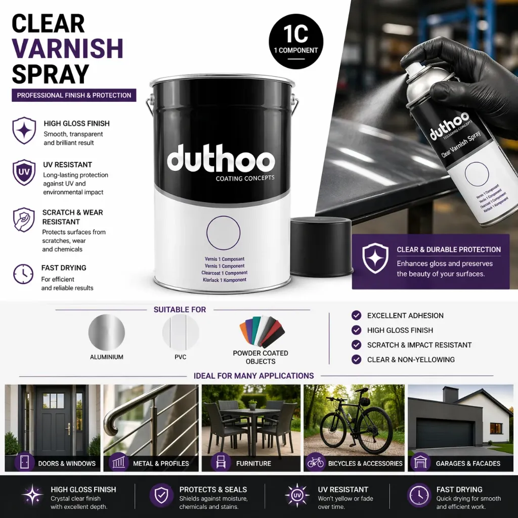 Duthoo Klarlack Clear Varnish 1L – farbloser Schutzlack gegen Chemikalien, Feuchtigkeit und Oxidation