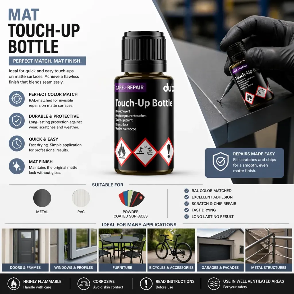 Duthoo Ausbesserungslack 1K RAL – Lackflasche mit Pinsel 12 ml für präzise Nacharbeiten (30% matt / 70% seidenmatt / 80% glänzend)