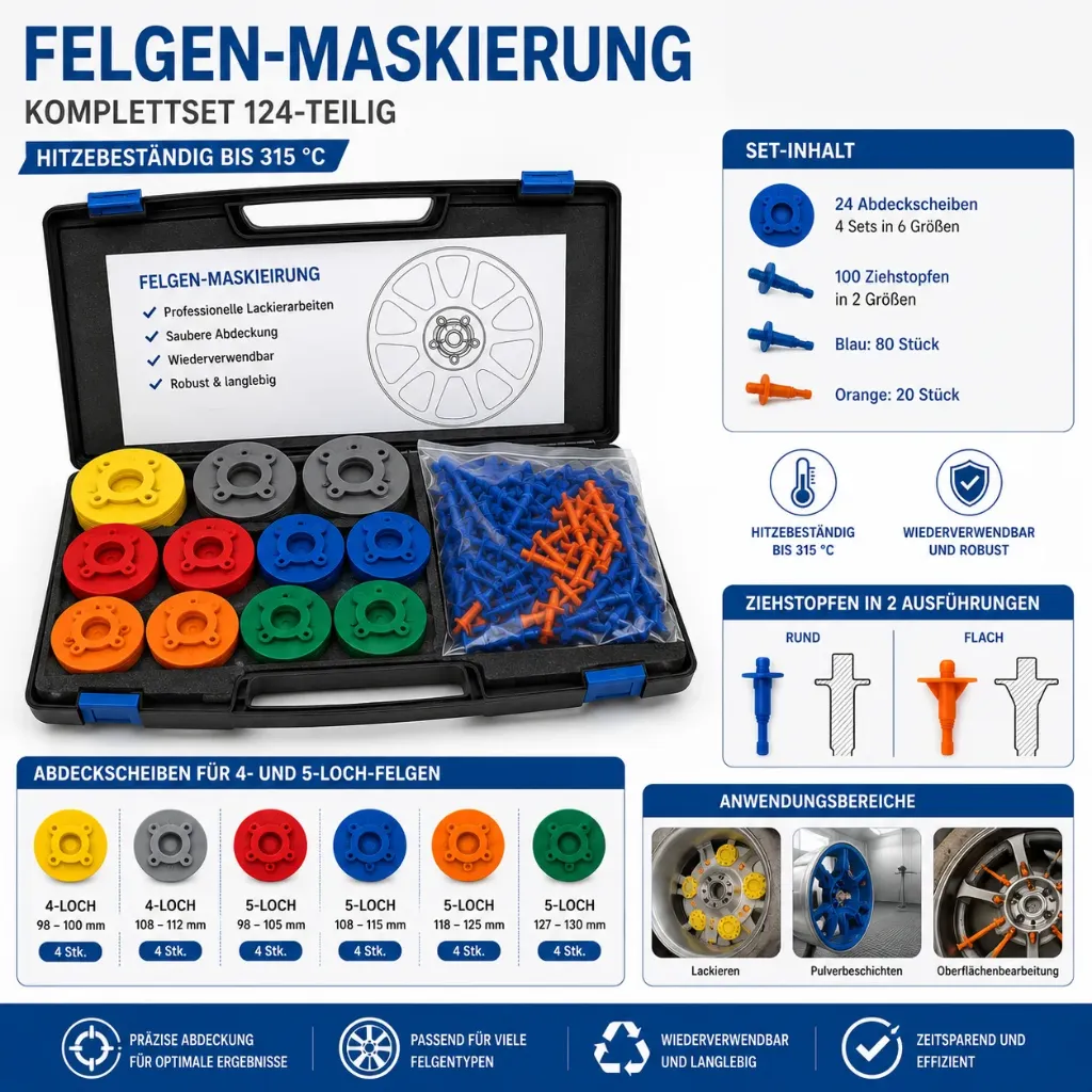 Profi Felgen-Maskierung Komplettset hitzebeständig bis 315 °C