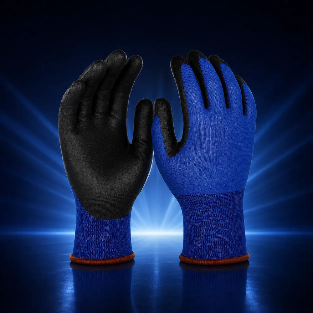 PU-Montagehandschuh touchfähig für Präzisionsarbeiten blau/schwarz (6)
