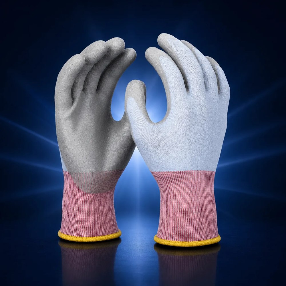 Schnittschutzhandschuh PU-beschichtet Cut Level C grau/hellblau (6)