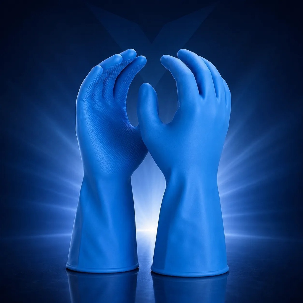 Chemikalienschutzhandschuh Latex blau 30 cm