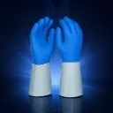 Chemikalienschutzhandschuh Latex blau vollbeschichtet geraut