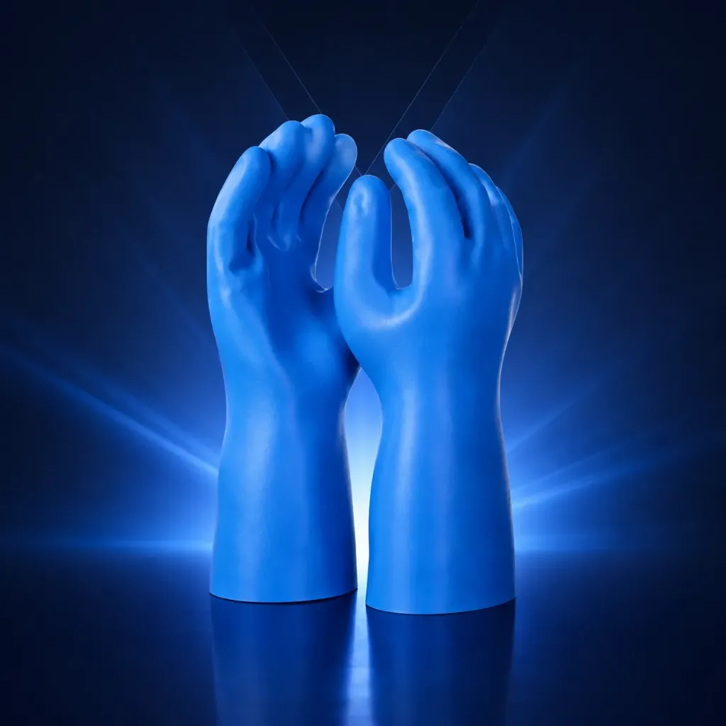 Chemikalienschutzhandschuh Latex blau glatt (9)