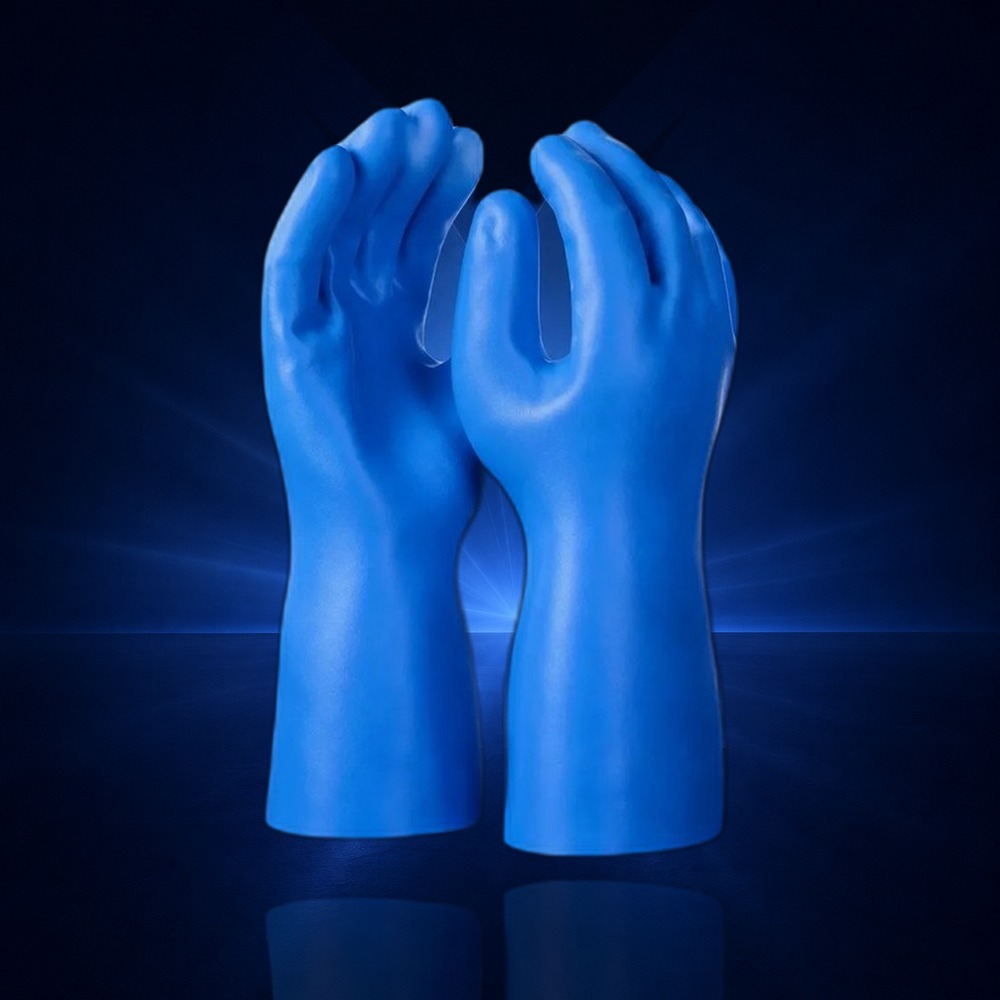 Chemikalienschutzhandschuh Latex blau glatt (9)