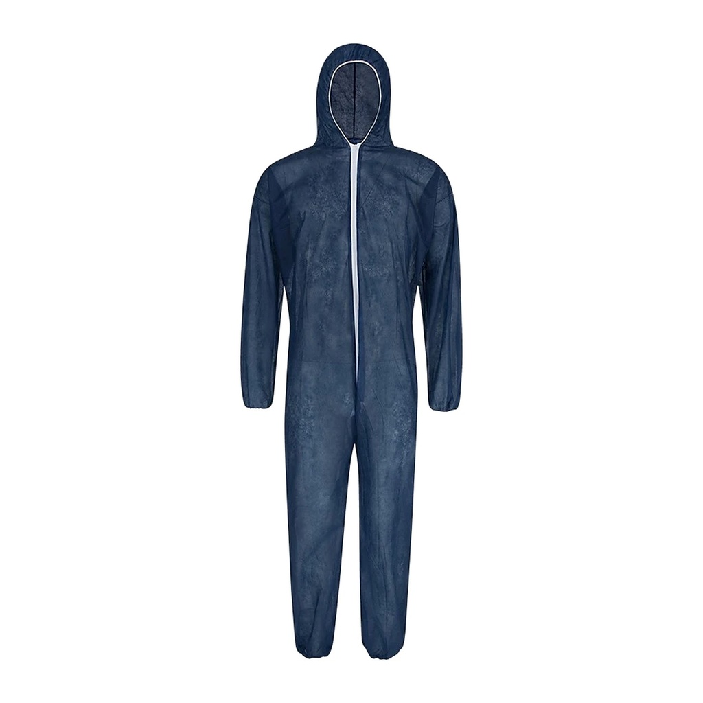 [1431-XL] PP-Einwegschutzanzug blau, atmungsaktiver Overall mit Kapuze (XL)