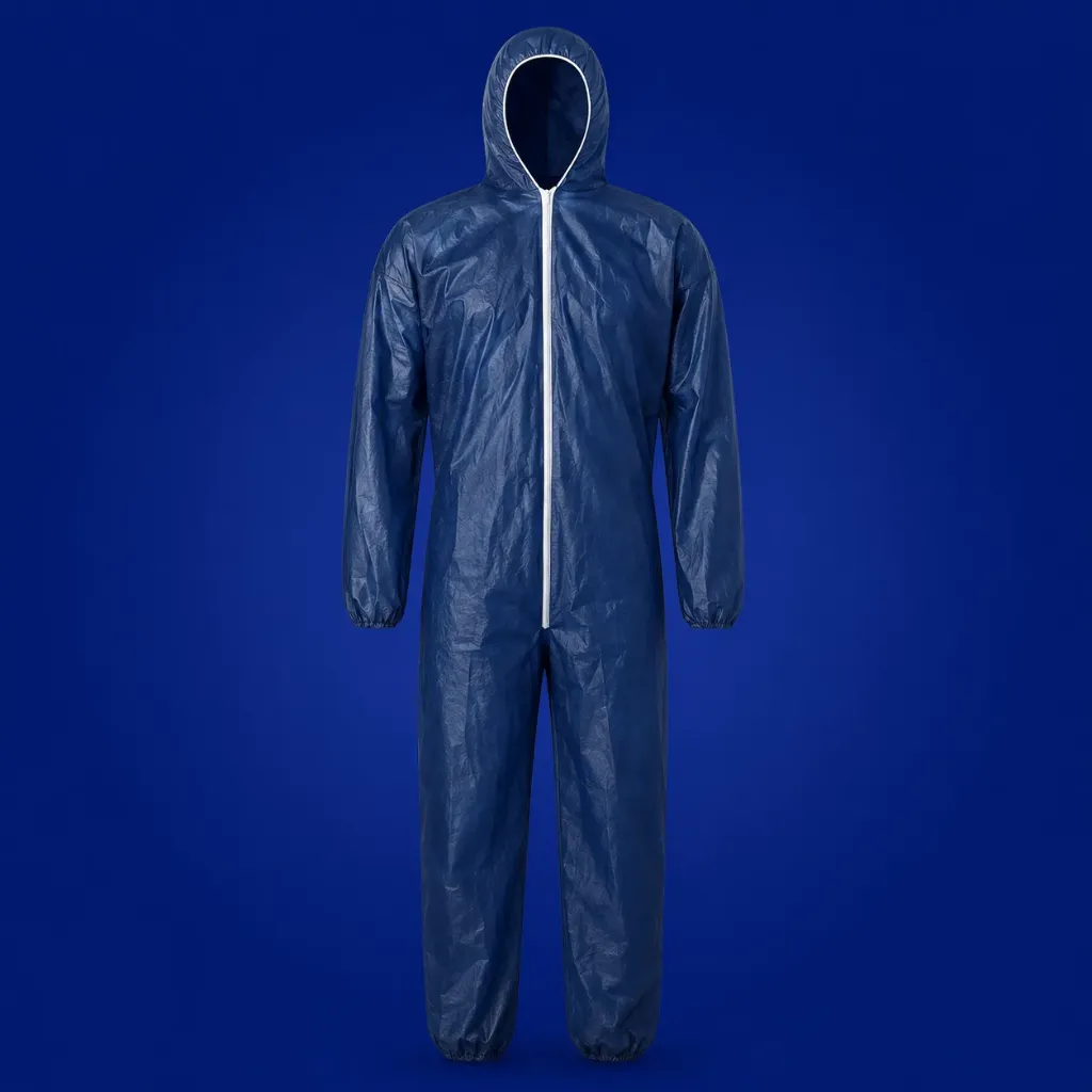 PP-Einwegschutzanzug blau, atmungsaktiver Overall mit Kapuze