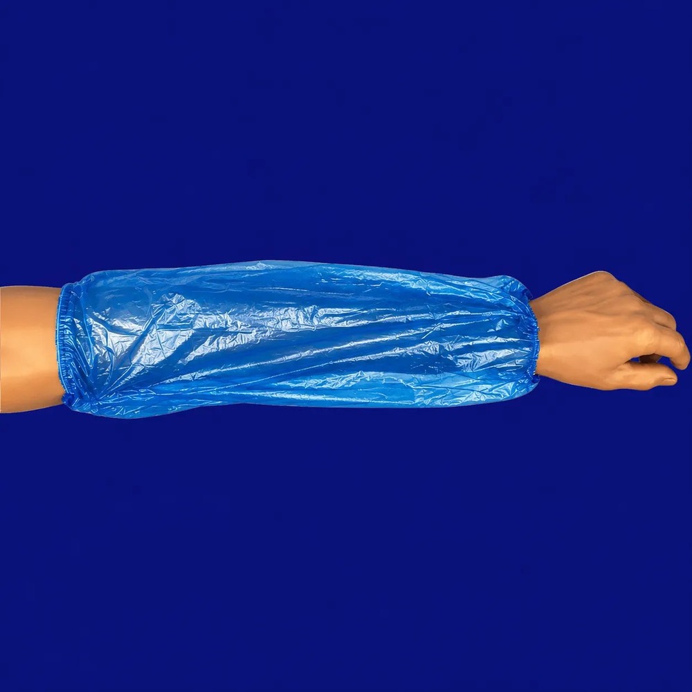 PE-Ärmelschoner blau, 40 x 22 cm, 40 µm, flüssigkeitsdicht, lebensmittelecht, 100 Stück/Beutel