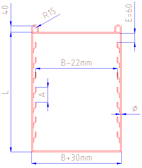 [R-150-80-10] CIT25 Rahmen R mit Ösen R15 (L=1500 B=800mm A=100mm)