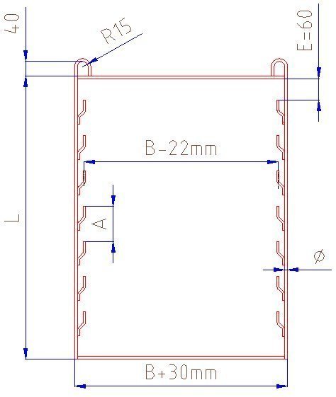 [R-150-80-10] CIT25 Rahmen R mit Ösen R15 (L=1500 B=800mm A=100mm)