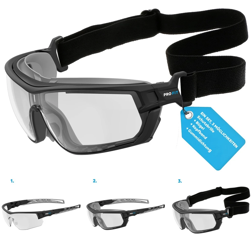 Schutzbrille 3-in 1 Set, klar