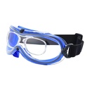Vollsichtbrille mit breitem Gummiband, blaue Fassung, klare Scheiben