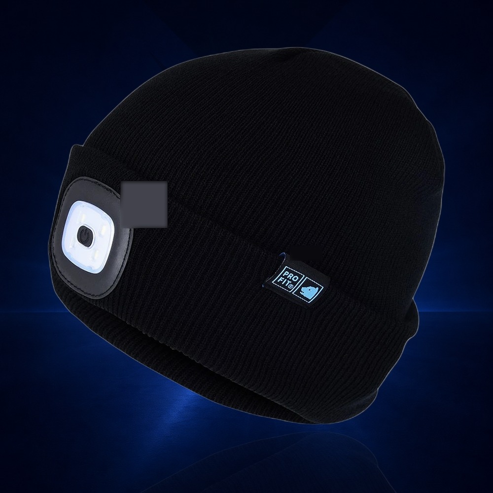 Mütze mit Licht, schwarz, wiederaufladbare LED-Lampe