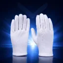Baumwollhandschuh, Trikot, weiß, Schichtel, gesäumt