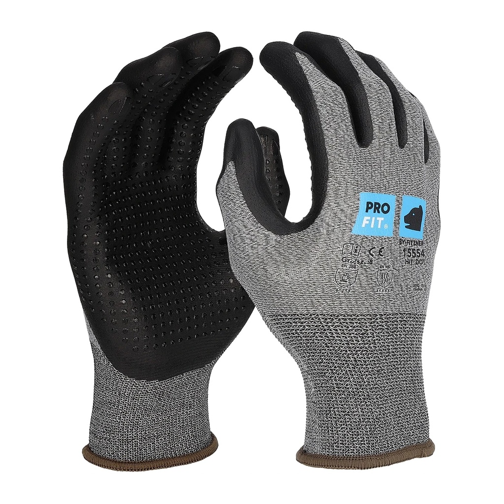 [15554-7] Nitril Handschuhe, Nitrilschaum, Noppen, grau/schwarz (7)