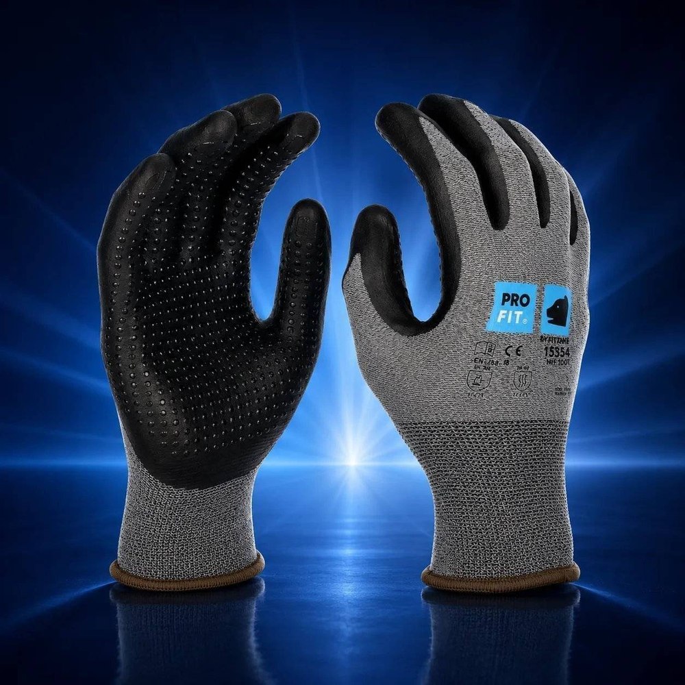 Nitril Handschuhe, Nitrilschaum, Noppen, grau/schwarz