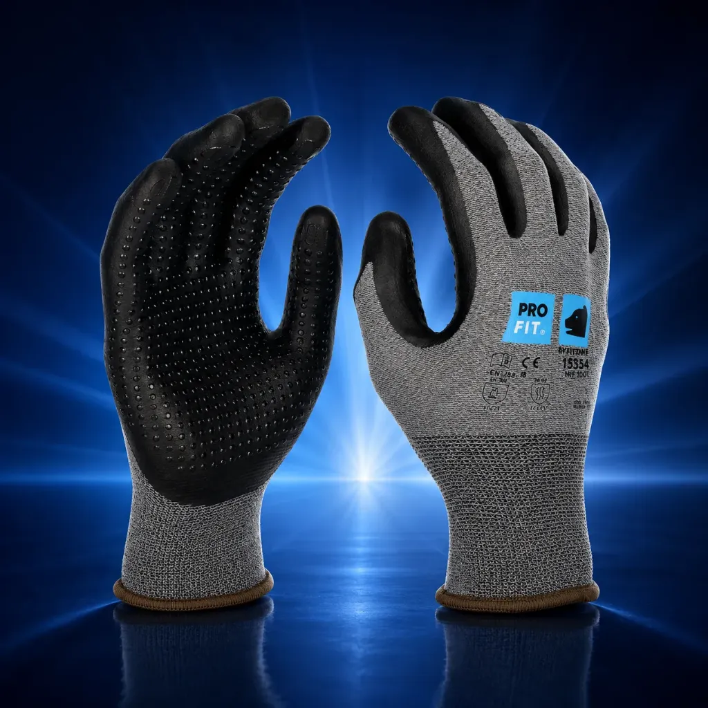 Nitril Handschuhe, Nitrilschaum, Noppen, grau/schwarz (7)