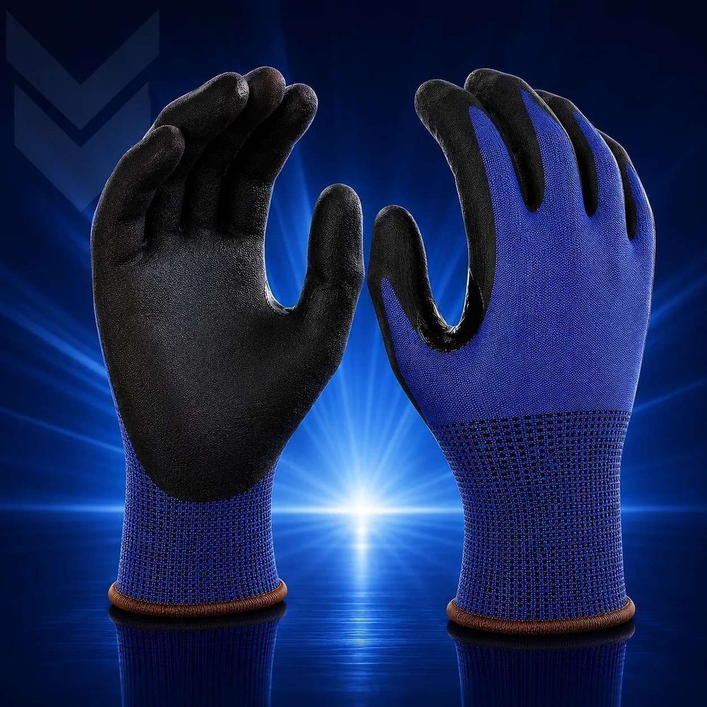 Nitril Schnittschutzhandschuh blau/schwarz