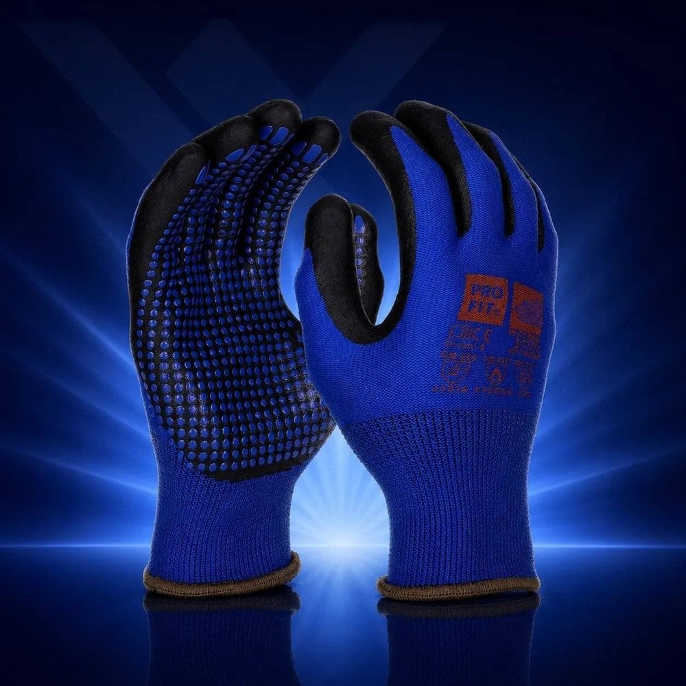 [31791-7] Nitril Handschuhe blau/schwarz, Noppen (7)