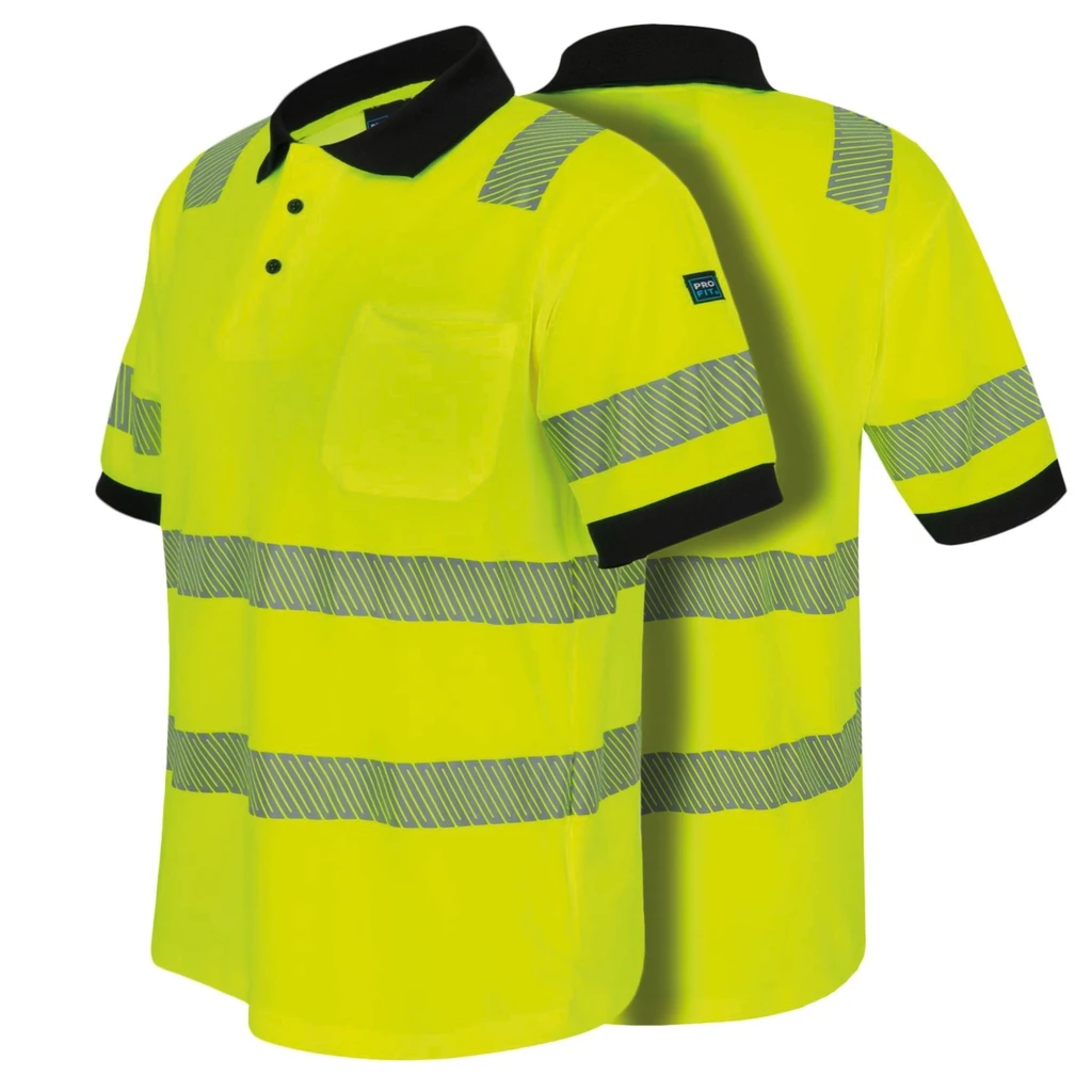 [2211-M] Warnschutz Poloshirt, neongelb, mit UV-Schutz (M)