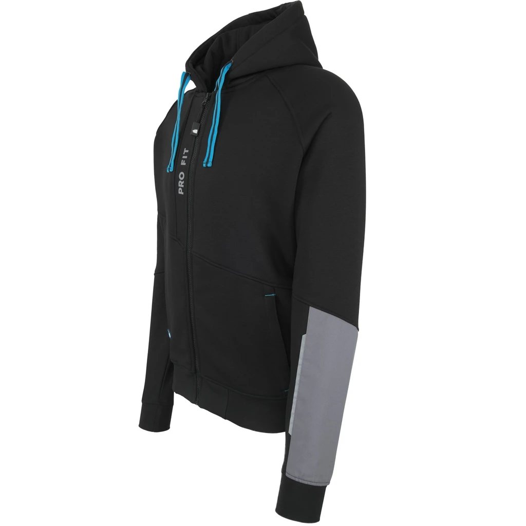 Zip Hoodie, Sweatjacke, schwarz, Industriewäsche