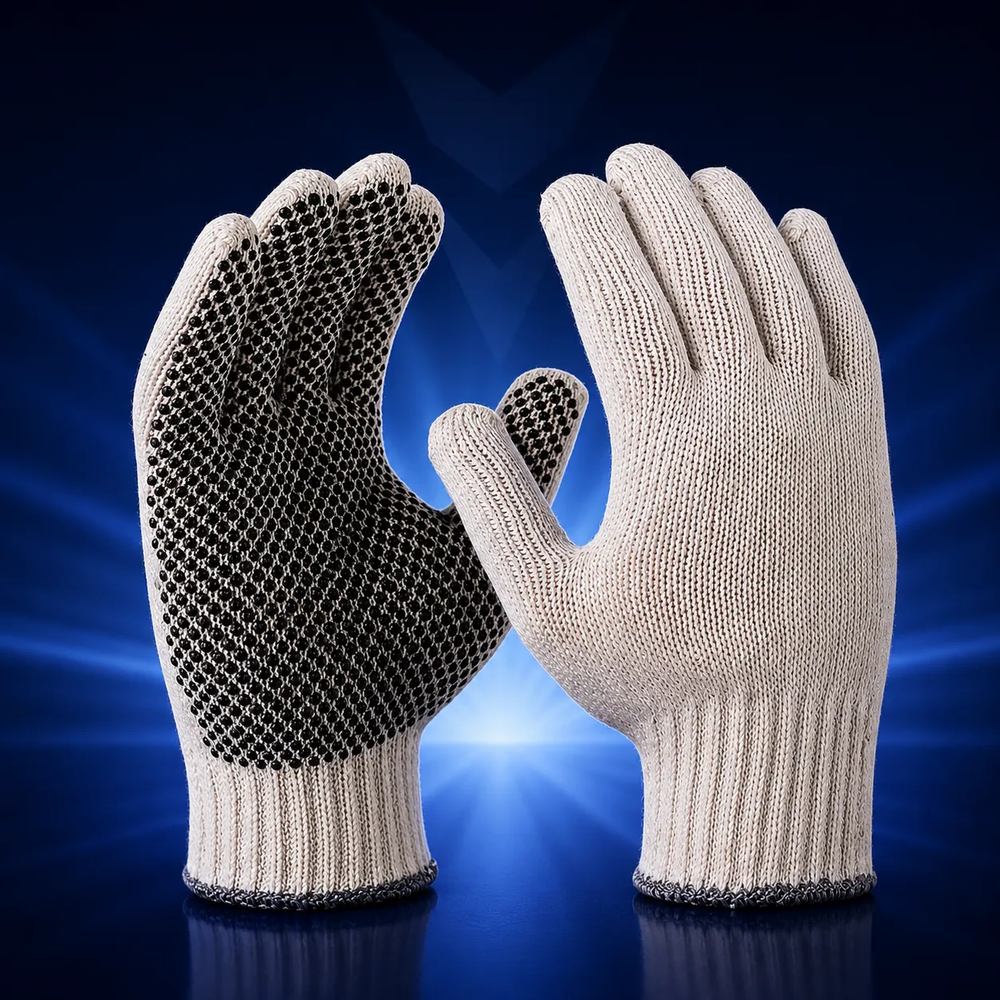 Strickhandschuhe, grob, einseitig Noppen (8, Schwarz)