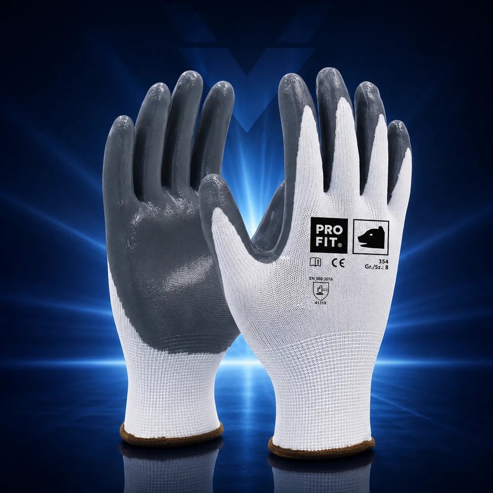 Nitril Handschuhe, weiß/grau