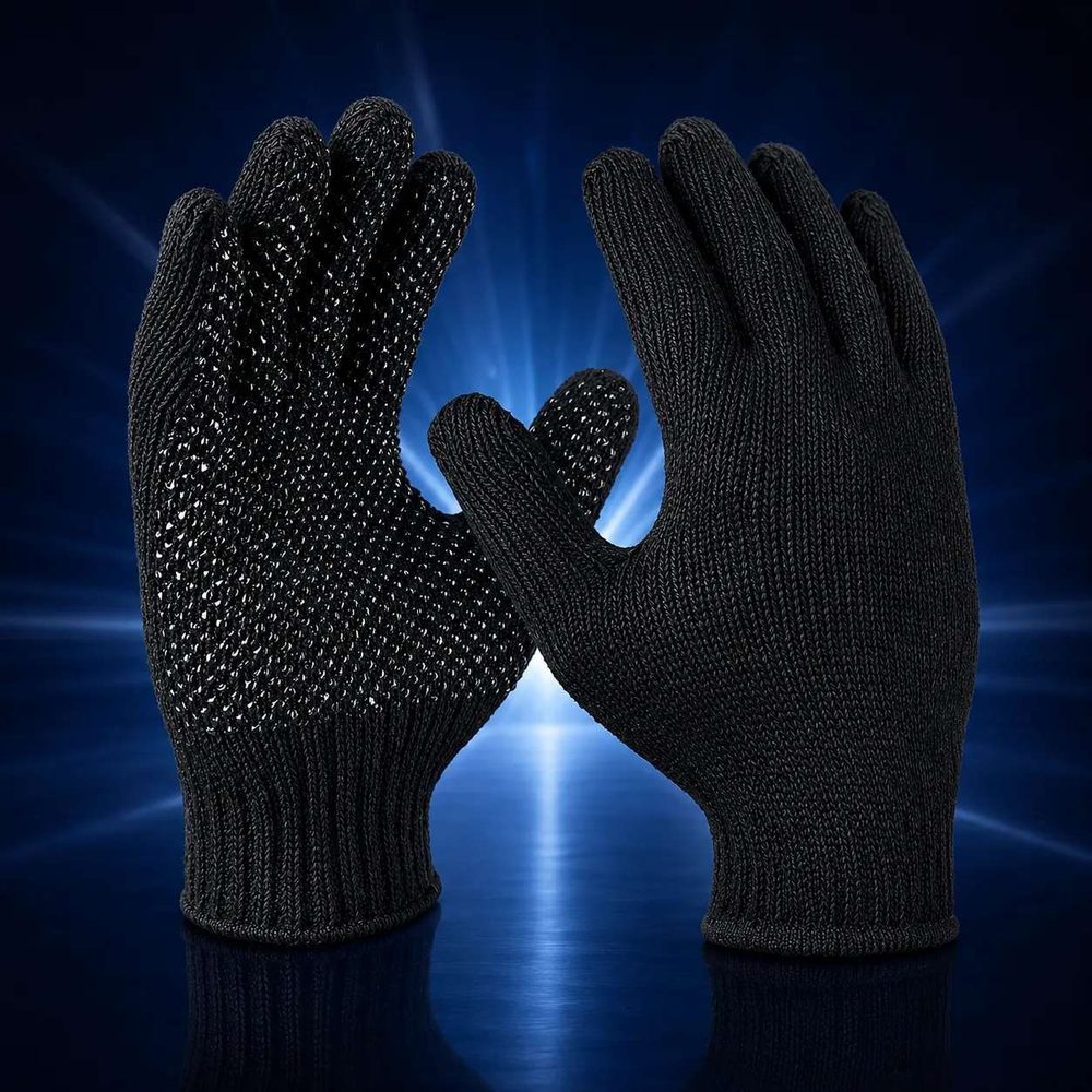 Strickhandschuhe, grob, schwarz, einseitig Noppen