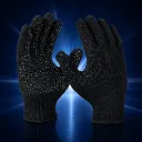 Strickhandschuhe, grob, schwarz, einseitig Noppen