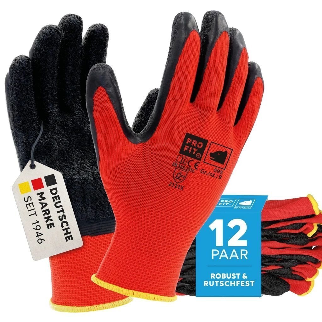 [595-7] Latex-Feinstrickhandschuh mit Schrumpfrauung rot/schwarz (7)