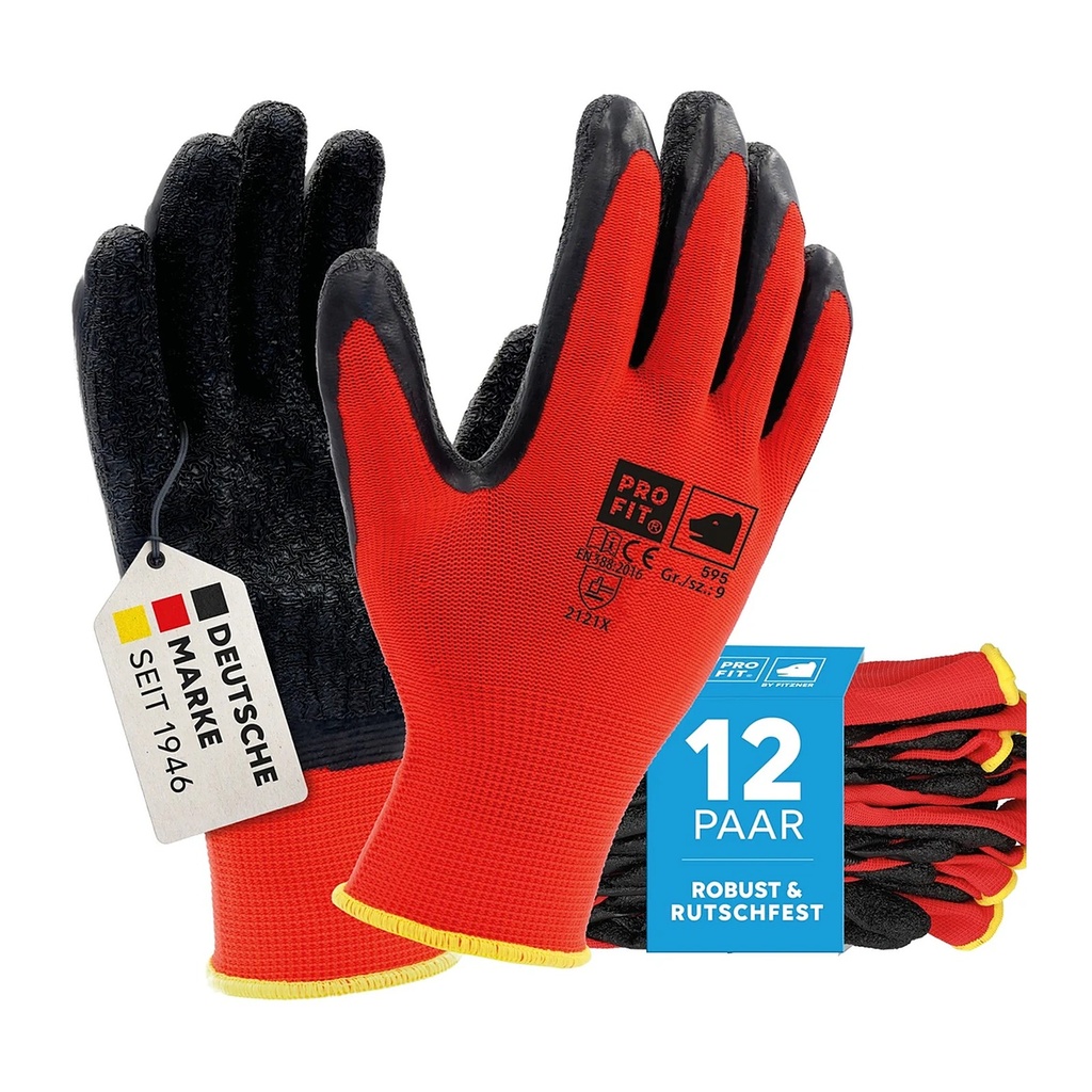 [595-7] Latex-Feinstrickhandschuh mit Schrumpfrauung rot/schwarz (7)